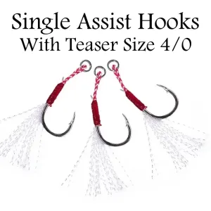 Single Assist Hook  W/Teaser Size 4/0