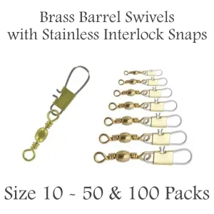Brass Barrel Swivels Stainless Interlock Snaps #10