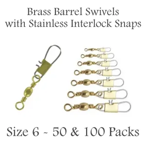 Brass Barrel Swivels Stainless Interlock Snaps #06